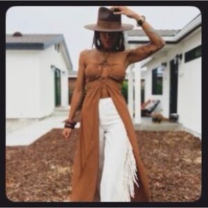 Gypsy Tale - Boho Brown Halter Maxi Top